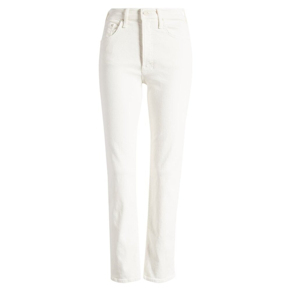 NWT Mother Tomcat in Cream Puffs Ivory High Rise Stretch Crop Jeans 28